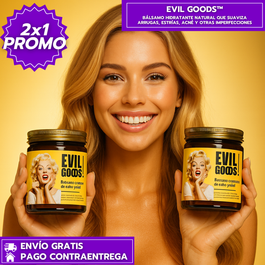 Oferta Especial 2x1: Evil Goods™: Bálsamo Hidratante Natural que Suaviza Arrugas, Estrías, Acné y Otras Imperfecciones.