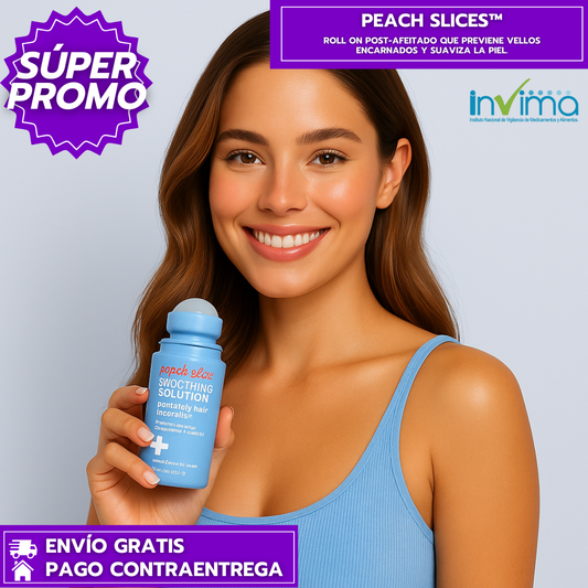 Peach Slices™: Roll On Post-Afeitado que Previene Vellos Encarnados y Suaviza la Piel.
