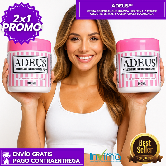Oferta Especial 2x1: Adeus™: Crema Corporal que Suaviza, Reafirma y Reduce Celulitis, Estrías y Quema Grasa Localizada.