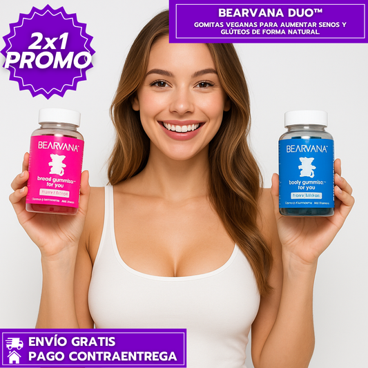 Oferta Especial 2x1: Bearvana Duo™: Gomitas veganas para aumentar senos y glúteos de forma natural.