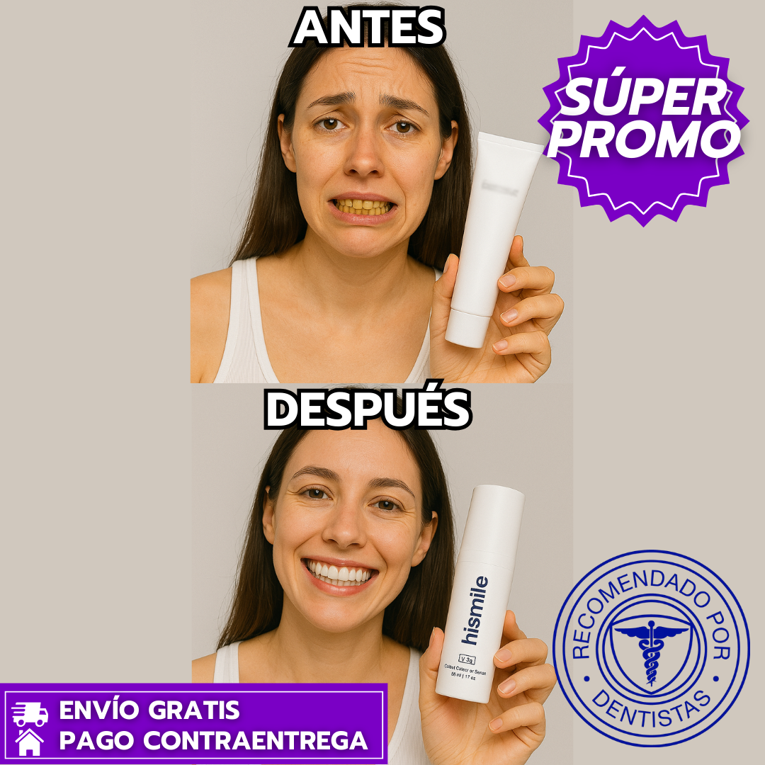 Hismile™: Crema Dental Blanqueadora Que Elimina El Tono Amarillento, Manchas Y Sarro Para Una Sonrisa Perfecta.