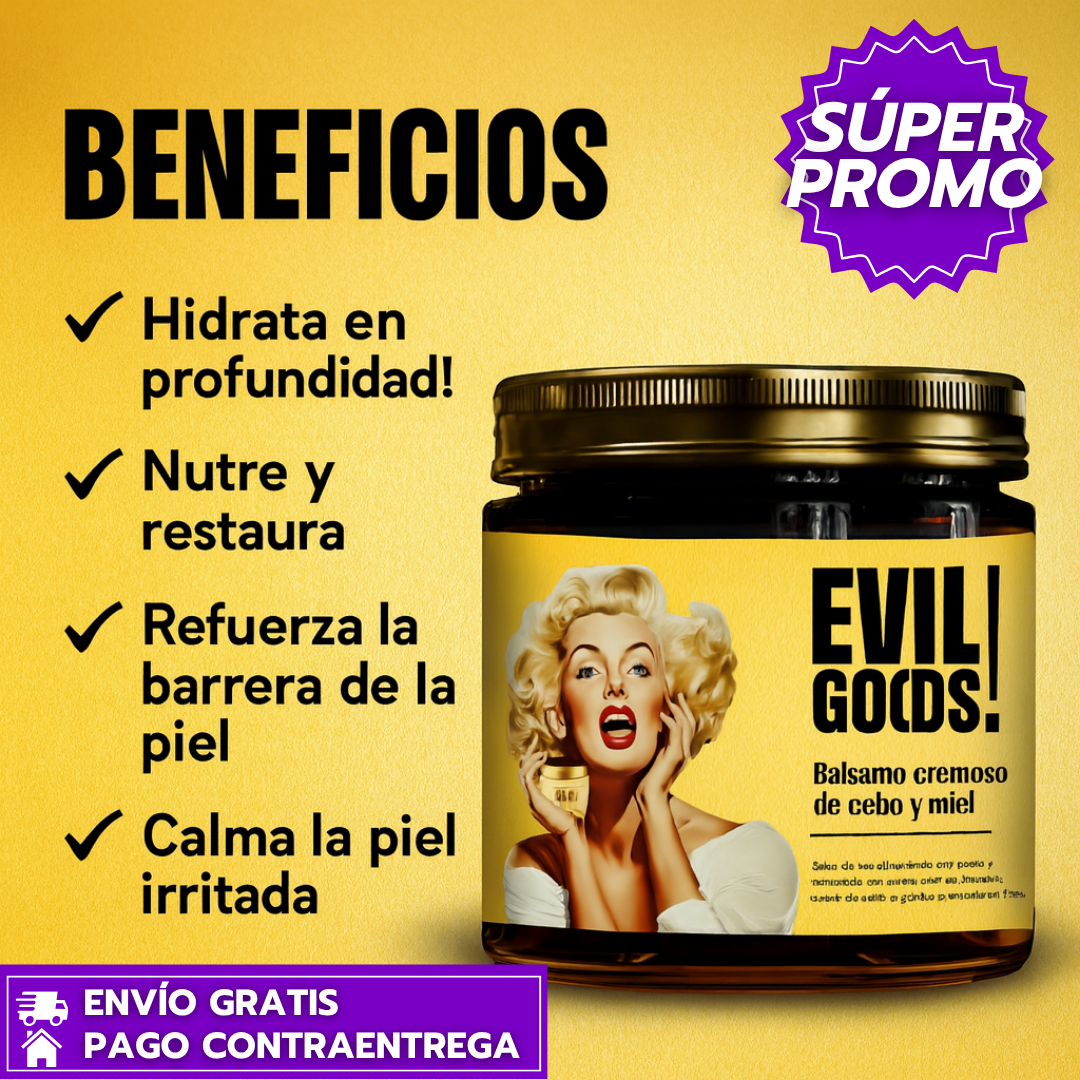 Oferta Especial 2x1: Evil Goods™: Bálsamo Hidratante Natural que Suaviza Arrugas, Estrías, Acné y Otras Imperfecciones.
