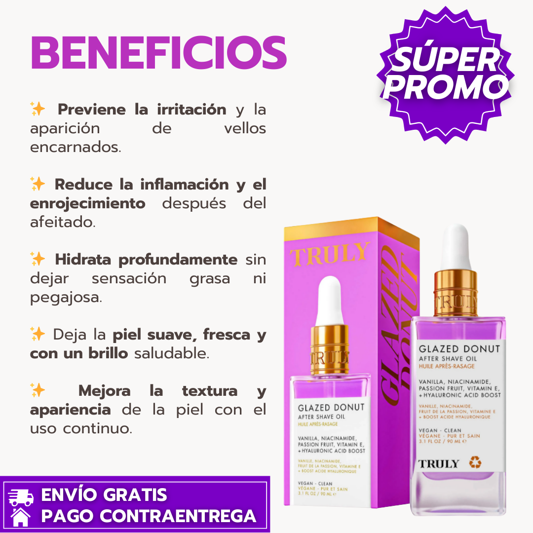 Truly™ Glazed Donut: Sérum Íntimo que Hidrata, Suaviza y Aclara la Piel Después del Afeitado.