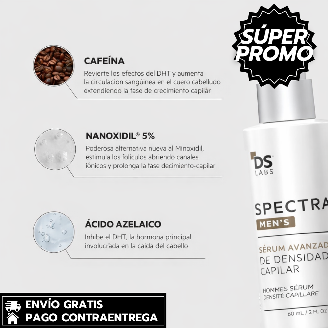 DS Labs Spectral Men's Hair Density Serum 60 mL:  Sérum capilar masculino que reactiva los folículos y multiplica la densidad del cabello.