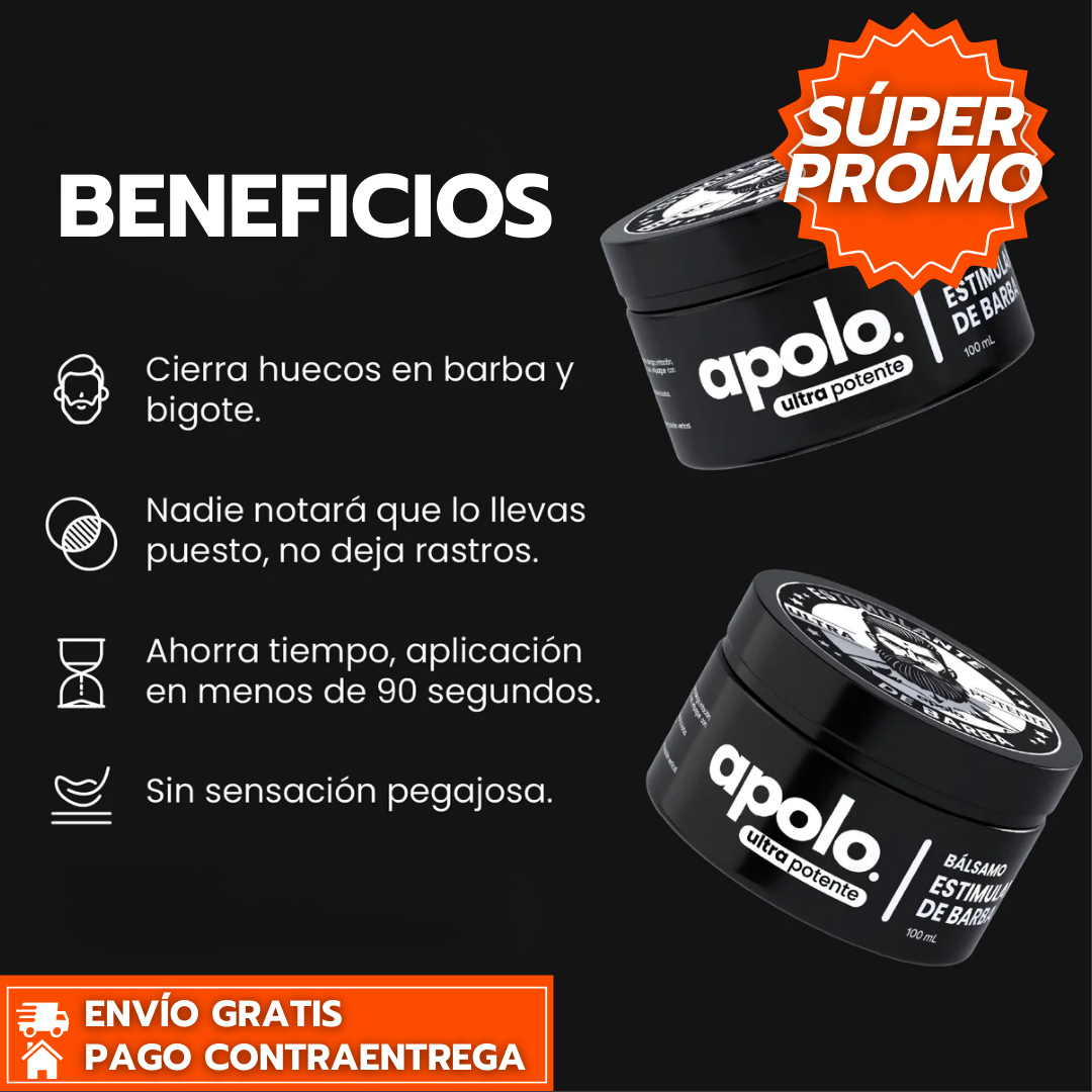 Apolo™: Bálsamo Ultra Potente que Acelera el Crecimiento de la Barba y Cierra Huecos.