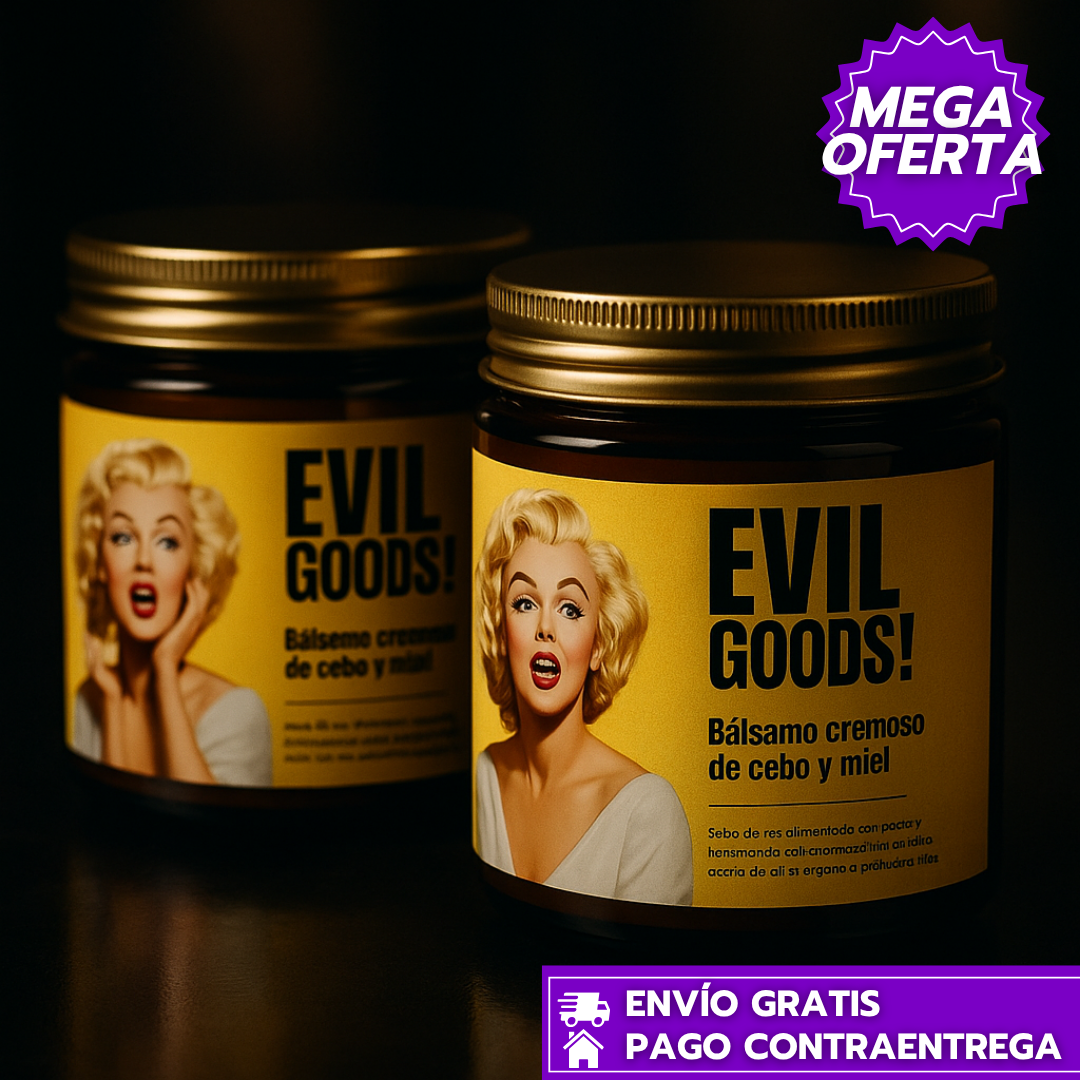 Oferta Especial 2x1: Evil Goods™: Bálsamo Hidratante Natural que Suaviza Arrugas, Estrías, Acné y Otras Imperfecciones.