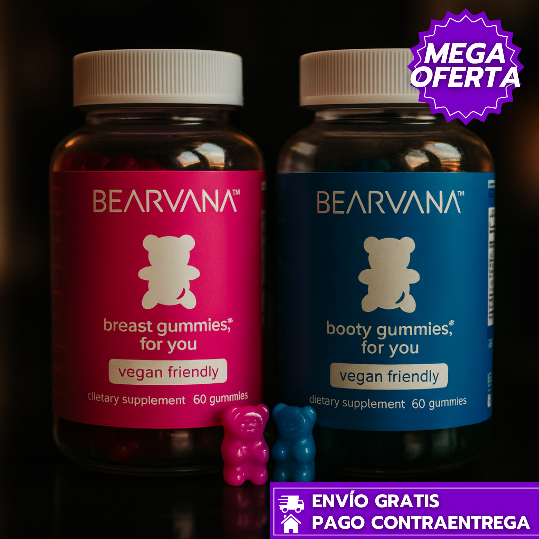 Oferta Especial 2x1: Bearvana Duo™: Gomitas veganas para aumentar senos y glúteos de forma natural.