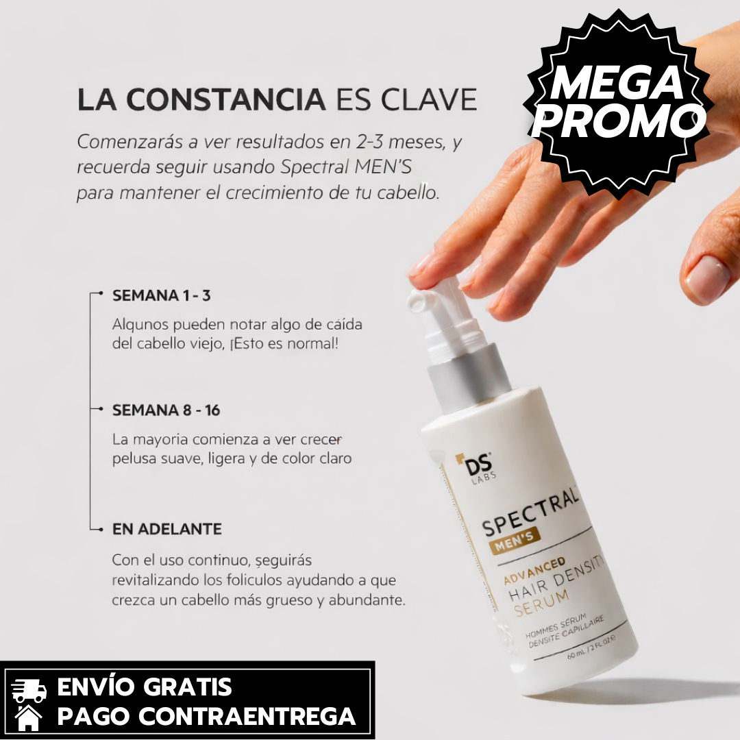 DS Labs Spectral Men's Hair Density Serum 60 mL:  Sérum capilar masculino que reactiva los folículos y multiplica la densidad del cabello.