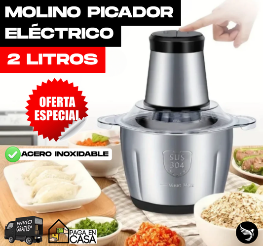 MOLINO PICADOR ELÉCTRICO DE ACERO INOXIDABLE - 2 LITROS (GRANDE)